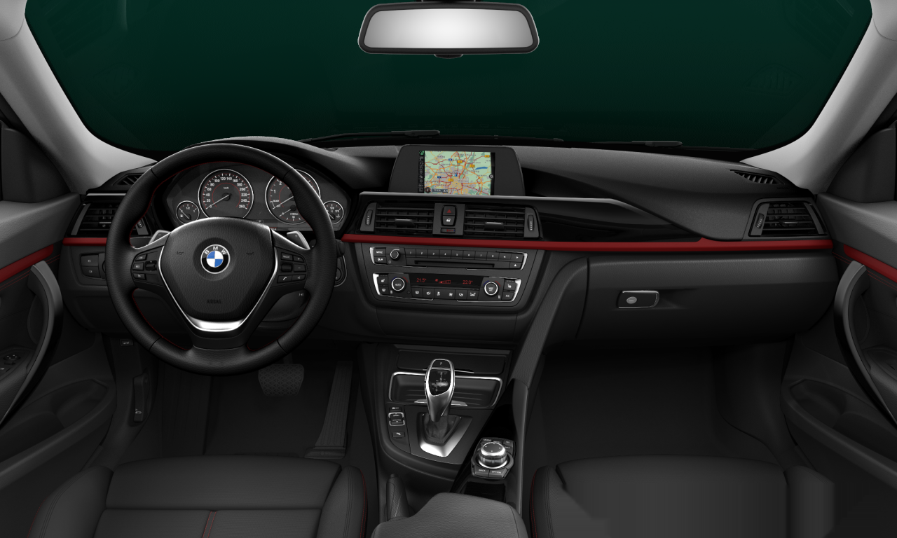 Interior of BMW 320i (F34), VIN WBA3X1108FD709352