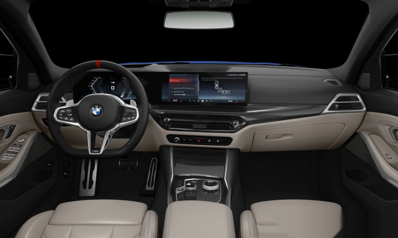 Interior of BMW M340i xDrive (G21 (MUE)), VIN WBA21GL02TFW20227