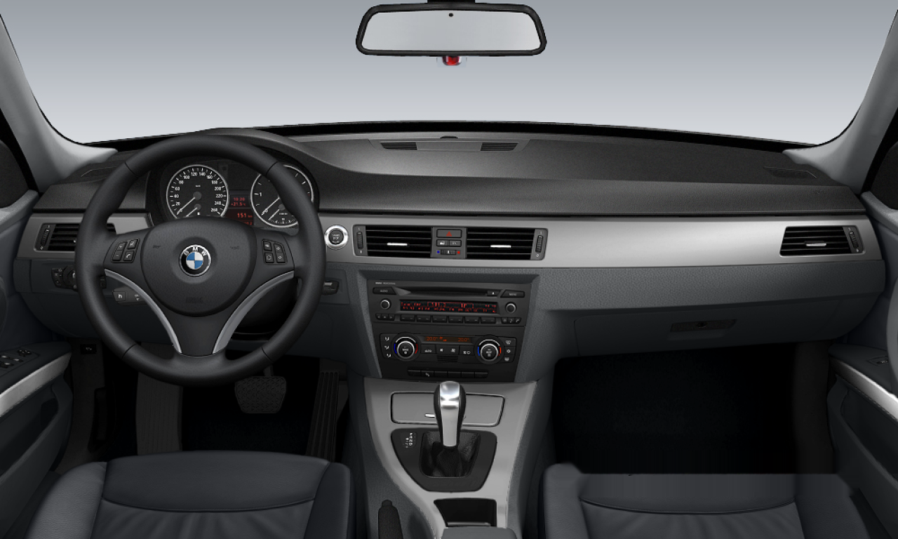 Interior of BMW 330i (E90), VIN WBAVB36000NC46896