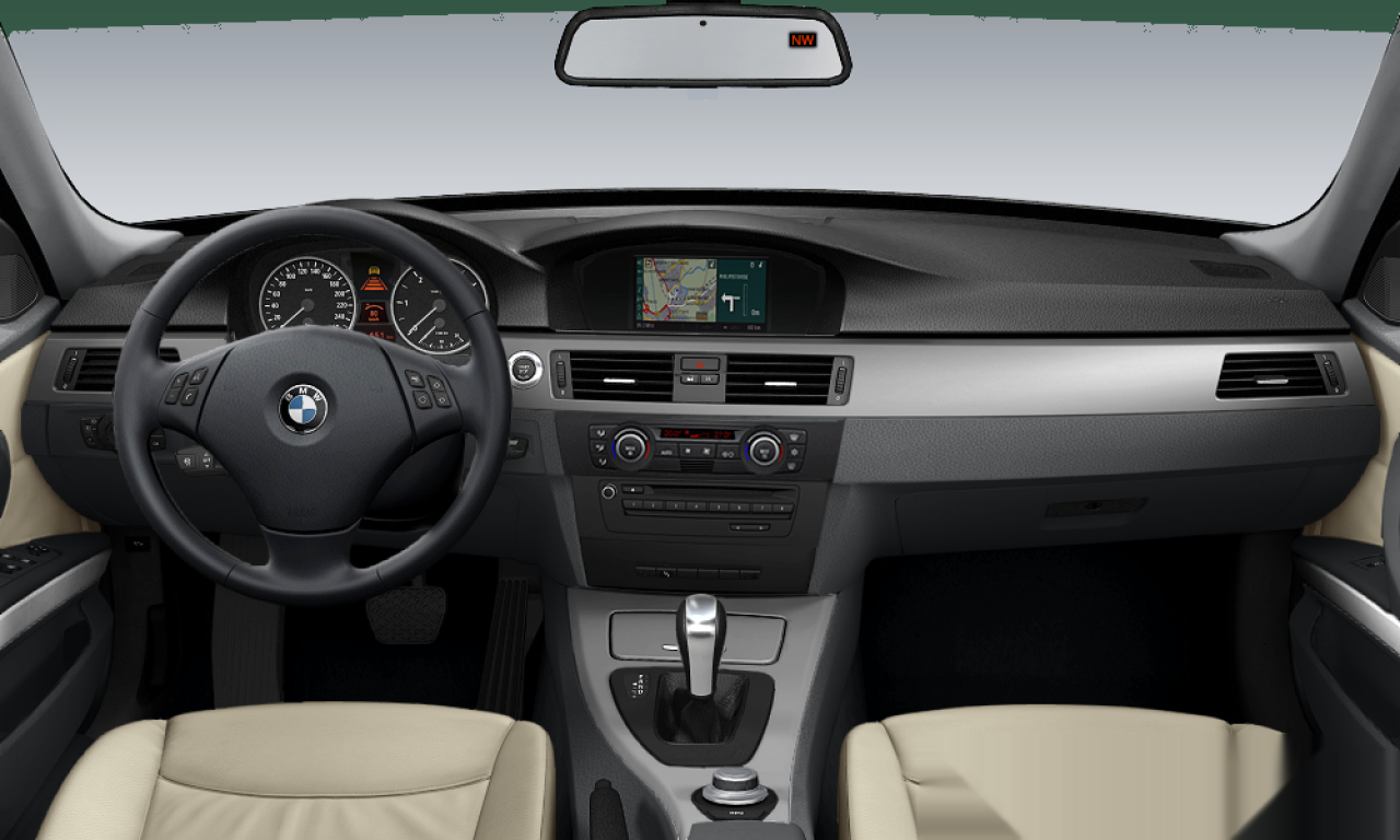Interior of BMW 330i (E90), VIN WBAVB36020NC45202